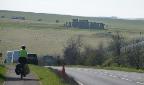 Approaching Stonehenge along the busy A303 road